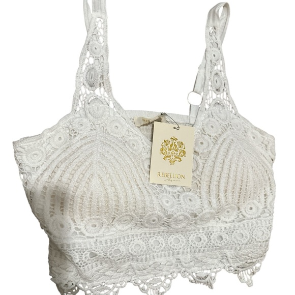 Rebellion Ivory Crochet Lace Bralette - Picture 1 of 6